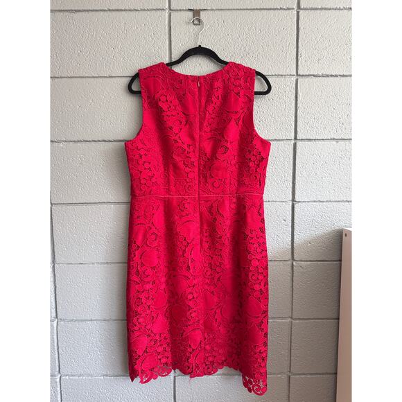 NWT Women's Ann Taylor Lace Sheath Dress in Bright Geranium sz 14 Romantic Glam - Picture 4 of 5